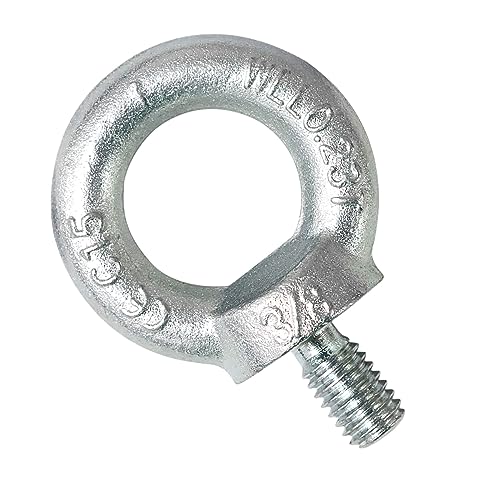 Image of 3 /8 inch-16 UNC Standard Lifting Eye Bolts, Drop Forged Galvanized Threaded Fastener, C15 Stainless Steel Ring Shape Lifting Eye Bolts, 2 Packs