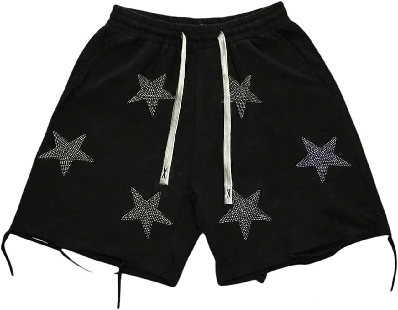 VIPWOLF Men's Y2k Shorts Ripped Distressed Jorts Elastic Waist Gothic Grunge Workout Track Shorts Drippy Streetwear