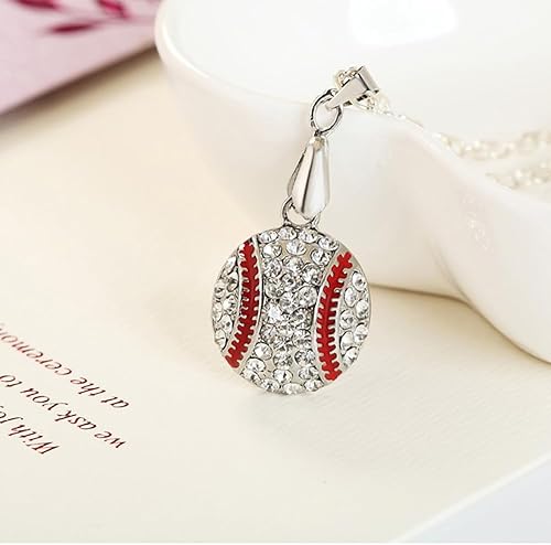 Miniatura 3 de KESYOO Collar de diamantes de imitación Collar de moda Colgante de cruz de plata Collar de cadena de béisbol Collar de joyería Collar de béisbol