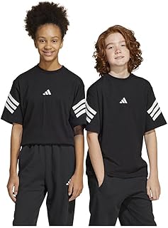 تيشرت جيه اف اي مزين بثلاثة خطوط للأولاد والبنات الصغار من اديداس