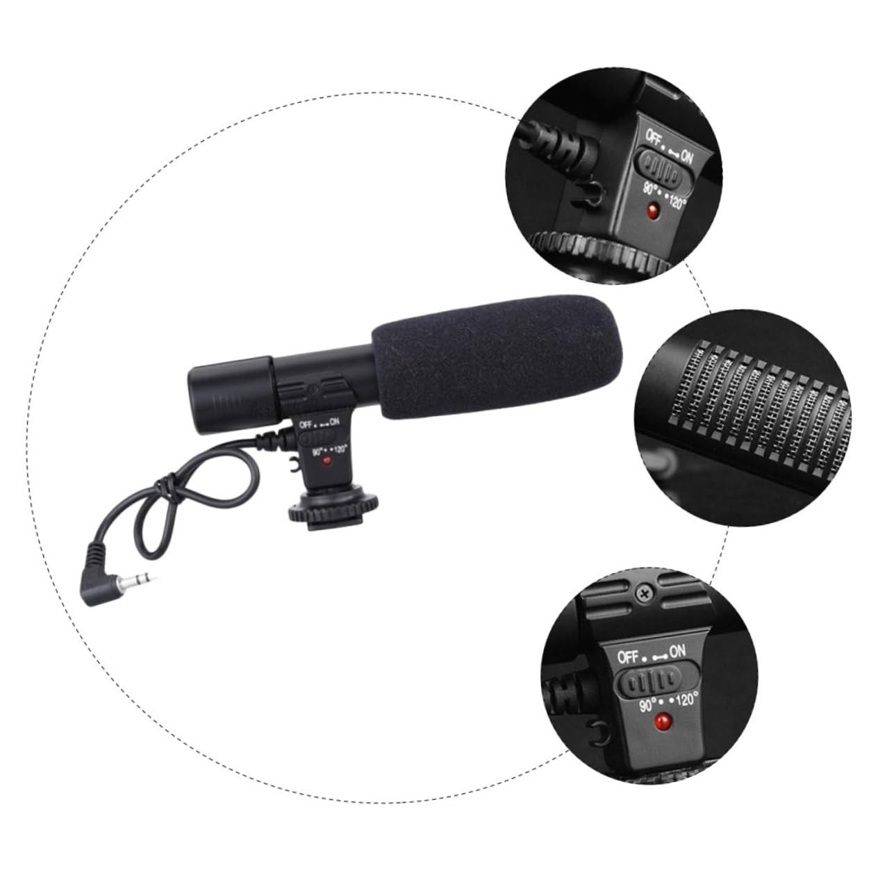 Microfono per Interviste Cardioide Professionale per Fotocamera DSLR e Videocamere Microfono di Registrazione con e Montaggio Compatibile con Smartphone e Tablet