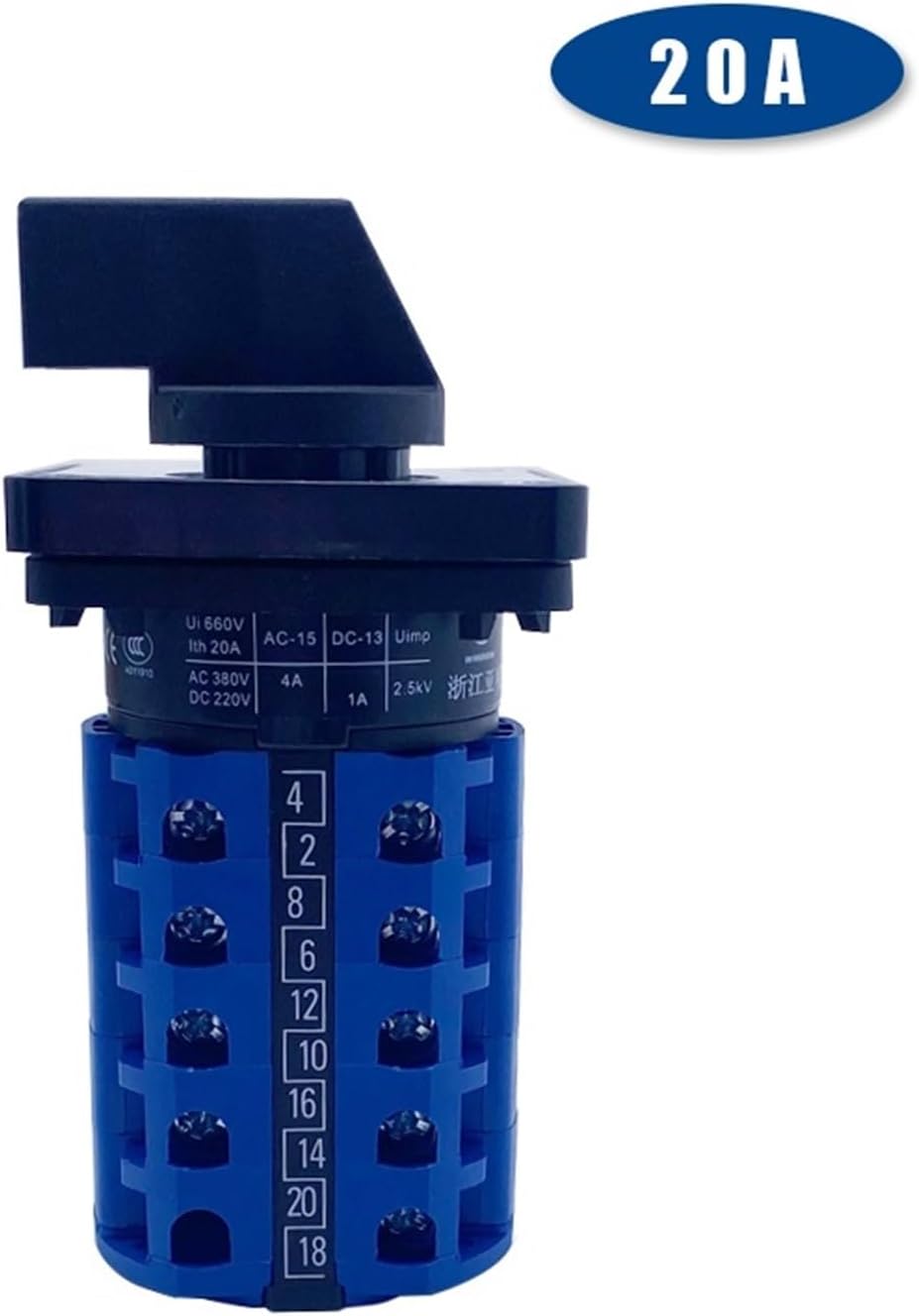 YMW26-20/5 Cam Switch 0-3 Positions Selector Rotary Changeover 20 Terminals Screws Silver Contact LW26 LW28