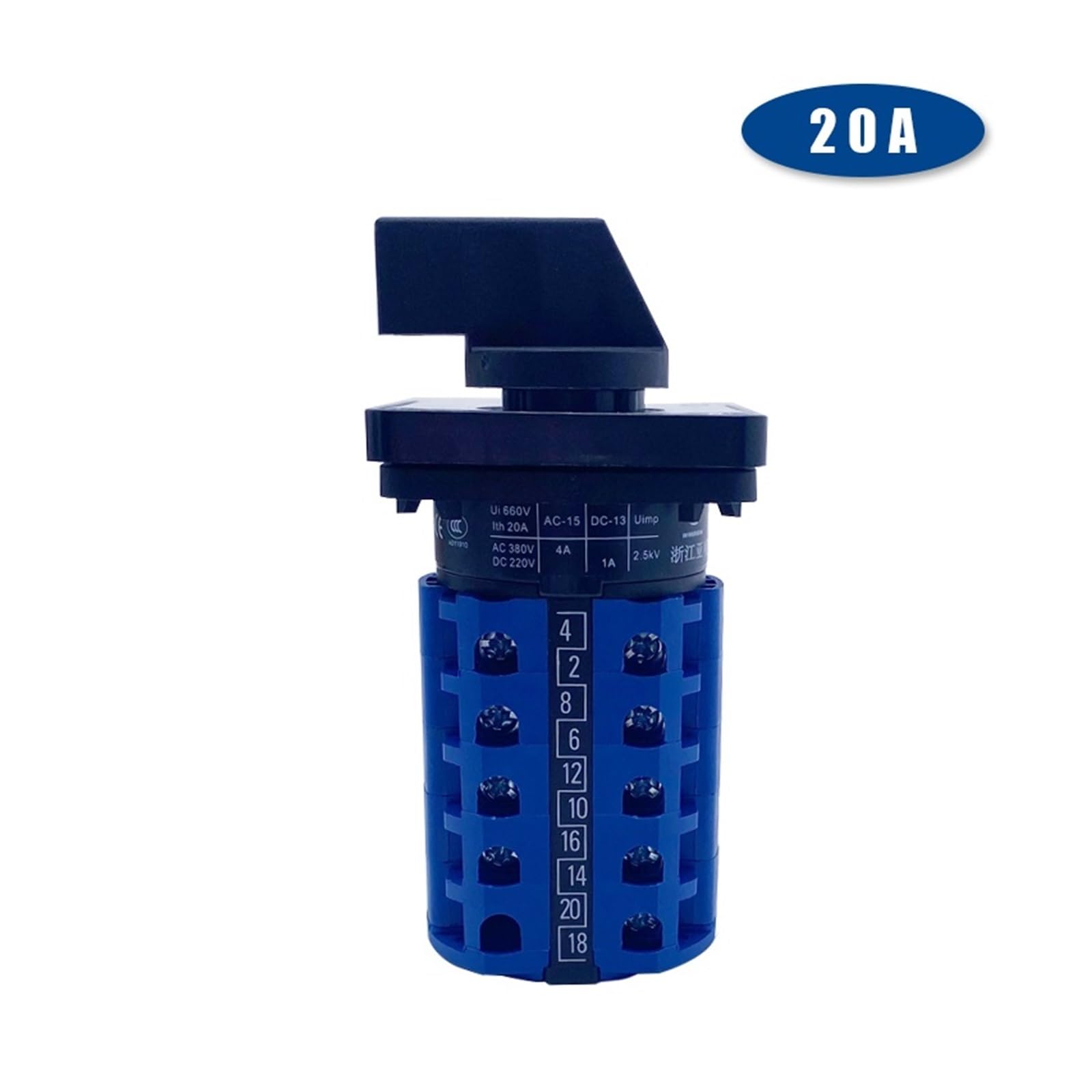 Interruptor de Leva YMW26-20/5, selector de 0 a 3 Posiciones, conmutador rotativo, 20 terminales, Tornillos, Contacto de Plata, LW26, LW28