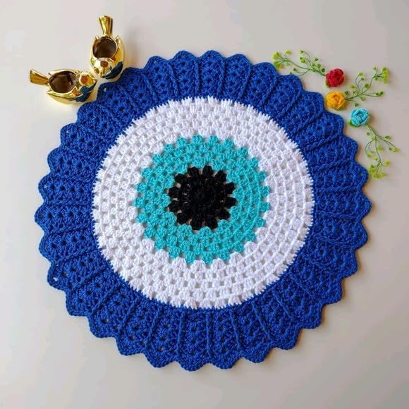 Image of Kavya Craft Present Woollen Handmade Crochet Table Mat /Thal posh (Greek Eye, 15inch)