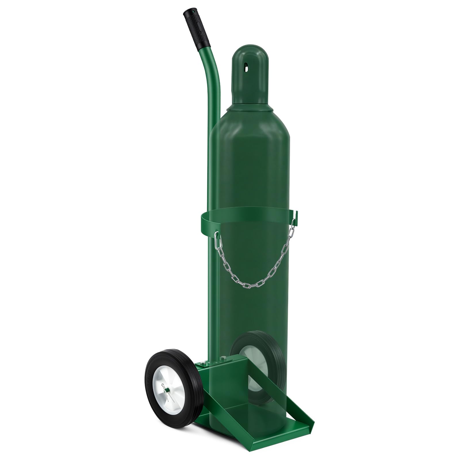 Single Cylinder Welding Cart Large Capacity Oxygen Tank Dolly Welding Gas Cylinder Hand Truck 8" x 10" Base 41" High with Solids Rubber 8" Tires