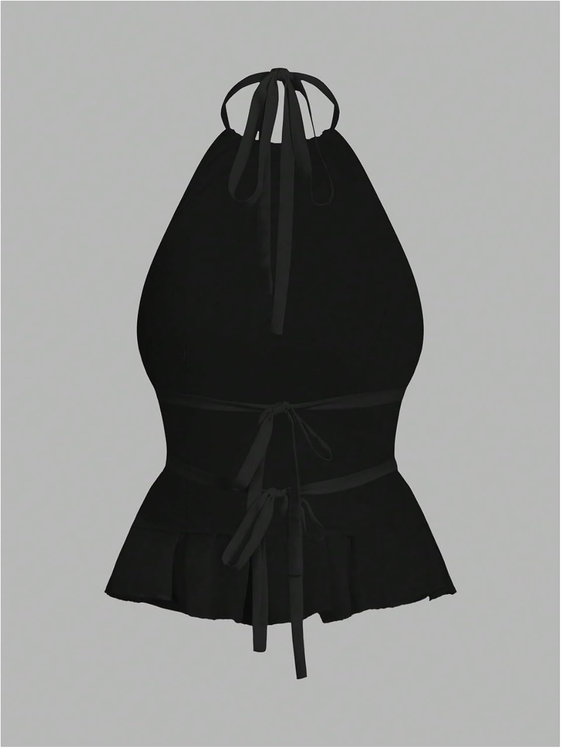 SHENHE Women's Sexy Backless Tie Back Halter Top Ruched Ruffle Hem Going Out Top 2 Pack - Image 4