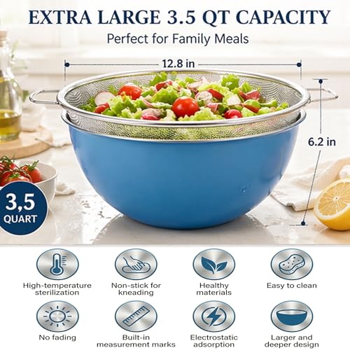 Colador de acero inoxidable 18/8 con bol medidor 3.5QT miniatura 4