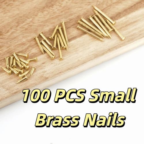 100 pcs Clavos pequeños de latón, cabeza redonda decorativa 1.2/1.5/2 mm para muebles, cajas de joyería y reparación de instrumentos (15 x 1.5 mm, amarillo) miniatura 3