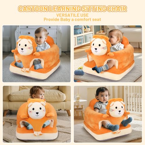 Image of KAKIBLIN Baby Sit Up Chair Support Sofa,Sit Me Up Floor Seat for Baby,Soft Plush Cartoon Animals Learning to Sitting Chair Seats for 3-24 Month Girls and Boys,PP Cotton Full Filling