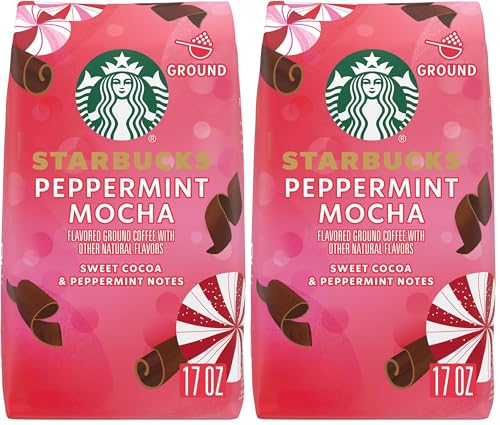 Image of Starbucks Ground Coffee, Peppermint Mocha Flavored Coffee, 100% Arabica, Holiday 1 Bag (17 oz) (Pack of 2)
