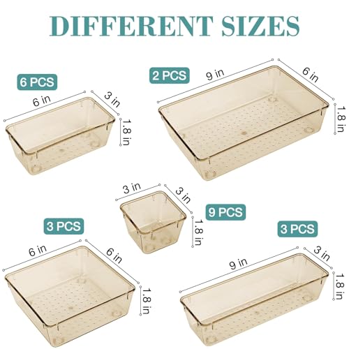 Image of 23 PCS Drawer Organizer Set, 5 Size Bathroom and kitchen organizer Trays
