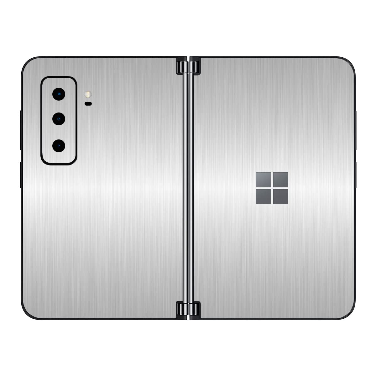 SopiGuard Sticker Skin for 2021 Microsoft Surface Duo 2 2nd Gen Edge-to-Edge Front and Rear Panels Vinyl Decal (Brushed Silver)
