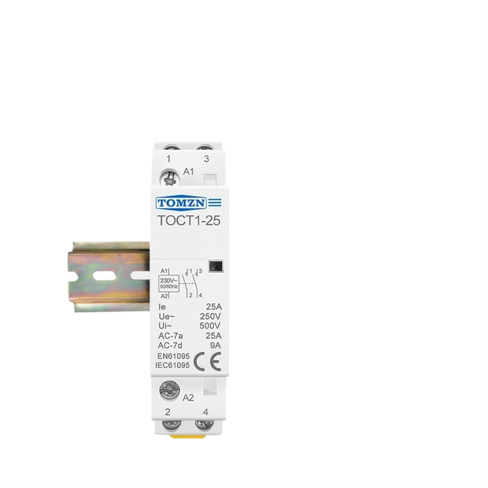 TOCT1 2P 25 A AC 220 V/230 V 50/60 Hz Szyna DIN Modułowy stycznik AC do użytku domowego 110V 230V 24V NO NC(1NC, 110V)