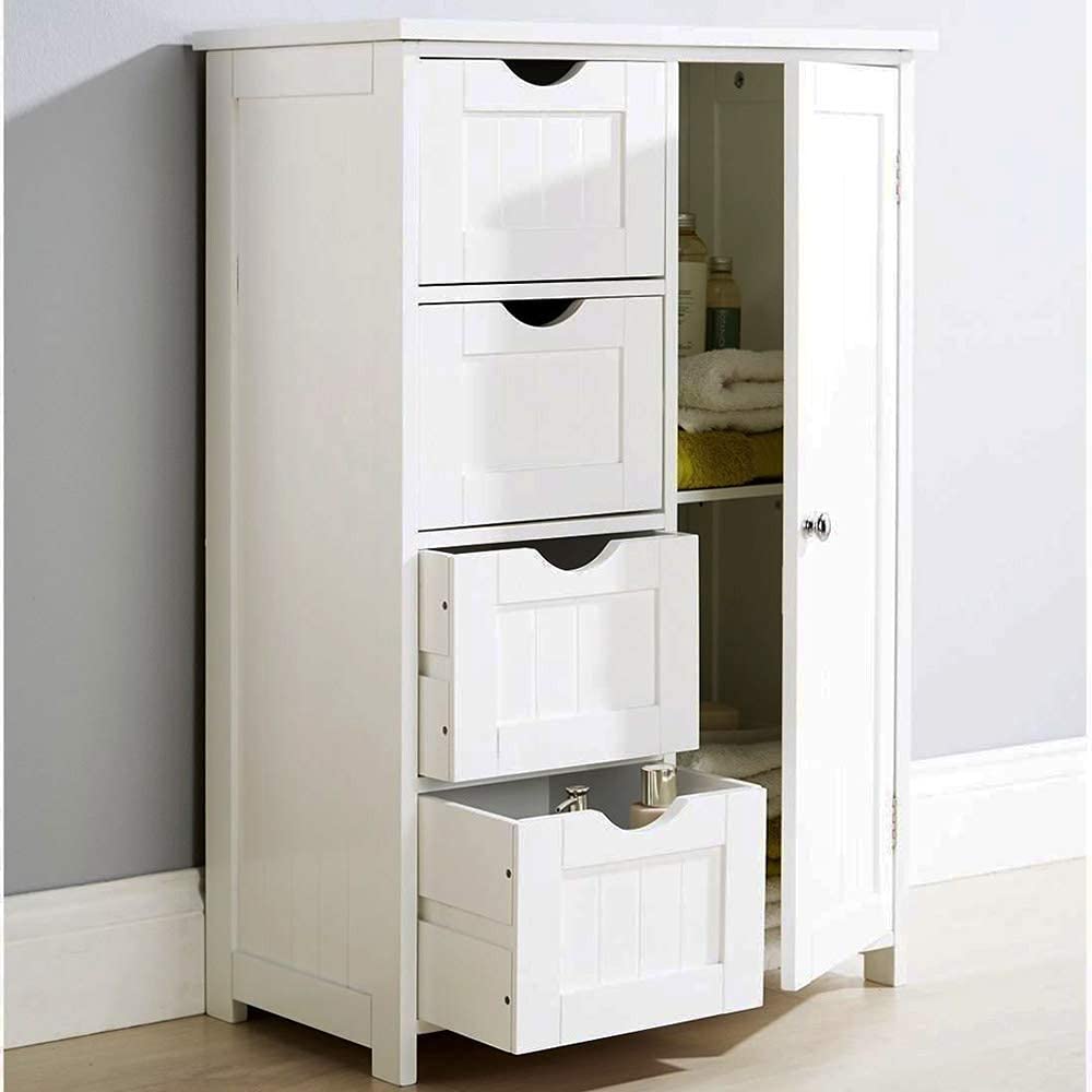 Bakaji - Mueble de baño 4 cajones + Puerta 2 estantes, Madera, Varios