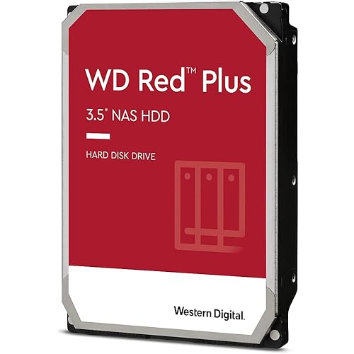 Western Digital 6TB WD Red Plus NAS Internal Hard Drive HDD - 5400 RPM, SATA 6 Gb/s, CMR, 64 MB Cache, 3.5" - WD60EFRX