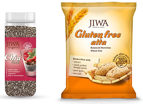 Image of JIWA healthy by nature Organic Chia Whole Seeds 200 g, Certified Organic & JIWA healthy by nature Gluten Free Atta /Flour, 1Kg