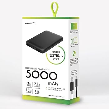 Amazon | HIDISC 世界最小クラス 5000mAh モバイルバッテリー ブラック Amazon | HIDISC 世界最小クラス 5000mAh モバイルバッテリー ブラック