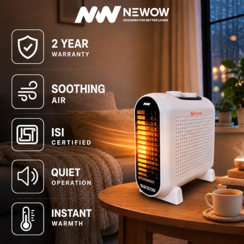 Image of NW Wavecon Electric Room Heater 2000W | Portable Heater for Bedroom & Office | Adjustable Heating Modes | Advanced Overheat Protection | | ISI Marked | 1 Year Replacement Warranty
