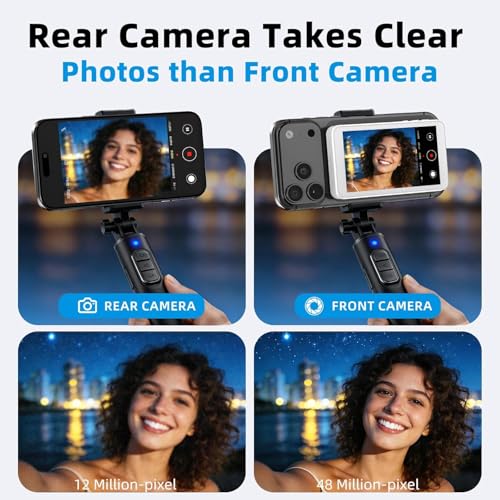 Image of Clefairy Magnetic Phone Vlog Selfie Monitor Screen, Magnetic Mount for Magsafe, Rear Camera for Tiktok, Selfie Vlog Live Streaming, for iPhone & Android Phone, Wireless Mirroring