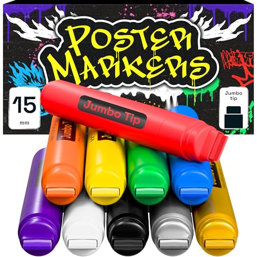 ARTISTRO Poster Markers Jumbo Set Acrylic Markers with 15mm Wide Jumbo Tip for Murals Tagging Posters - Large for Rock Wood Plastic Leather Metal Fabric Ceramic