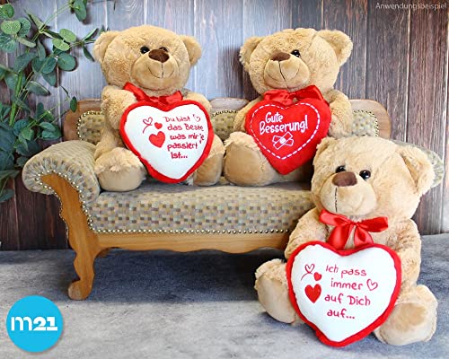matches21 Teddybär mit Herz/Herzteddy Ich Pass Immer auf Dich auf Hellbraun/beige 25 cm Kuscheltier Schmusetier Geschenkidee