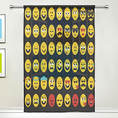 WOZO Custom Happy Face Sheer Panel Pair Curtains 55