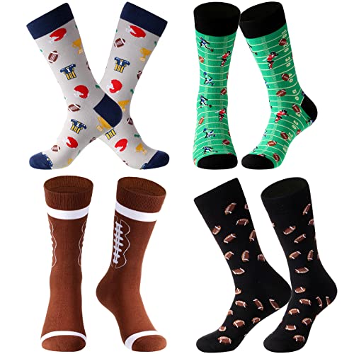 Vicenpal 4 Pairs Novelty Football Soccer Socks Casual Christmas Socks Gift for Men Women Teens Sports...