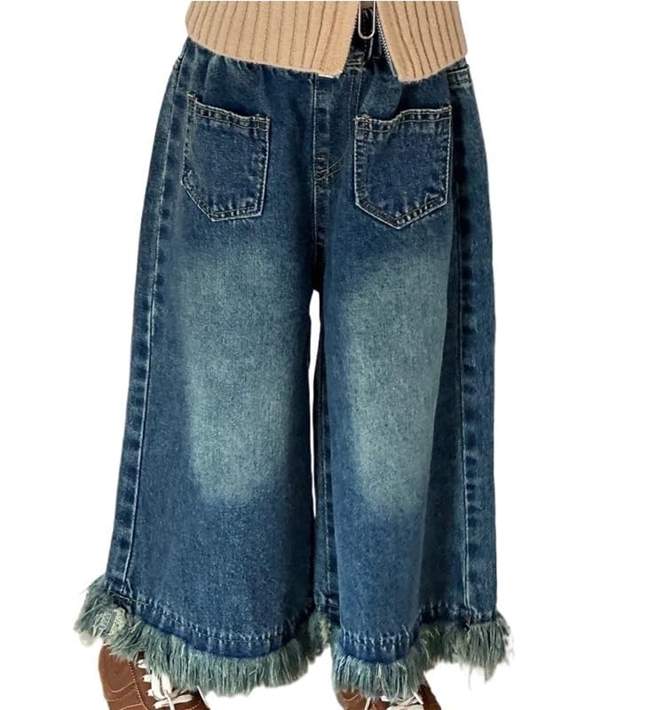Vaqueros largos de mezclilla de verano for niñas, corte clásico ajustado, elásticos, suaves, cómodos for jugar, ligeros, ajustados, con diseño de pierna recta.