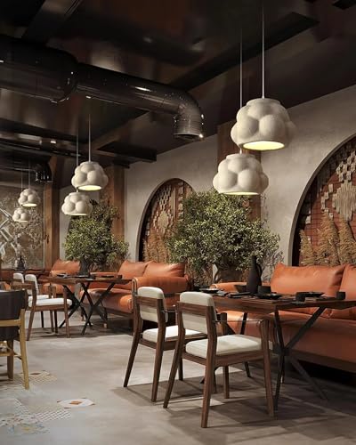 Image of Modern Cloud Pendant Light, White Semi-Sphere White Resin Hanging Lamp, Home Deco Living Room Ceiling Light Fixture, 40cm (Narrow-Cloud)