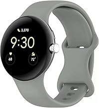 Silicone Strap for Google Pixel Watch 4 41mm/3 41mm/Pixel Watch 2/1, Silicone Replacement Wristbands, Adjustable Strap-Grey