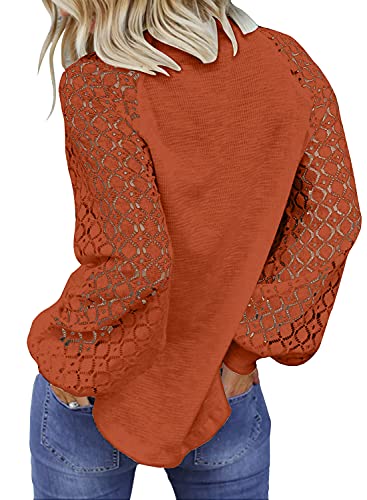 MIHOLL Women’s Long Sleeve Tops Lace Casual Loose Blouses T Shirts4