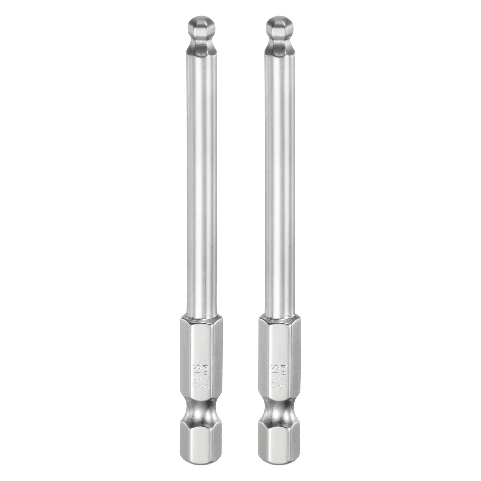 HARFINGTON 2pcs Ball End Hex Screwdriver Bit Set 4mm (H4.0) Size 1/4" Hex Shank 75mm (3") Long Magnetic Ball Head Bits S2 Steel Metric Screw Driver