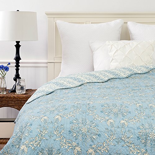 C&F Home Colonial Williamsburg Windsor Blue Twin Quilt 100% Cotton Lightweight Machine Washable Reversible Bedspread Coverlet Twin Blue
