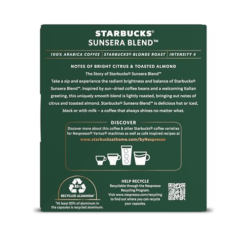 Image of Starbucks by Nespresso Vertuo, Sunsera Blend, 32-count Coffee Pods, Brews 7.8 oz.