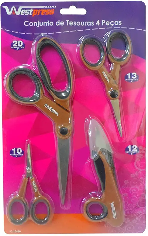 Kit de Tesouras Corte de Costura 4 Peças Westpress