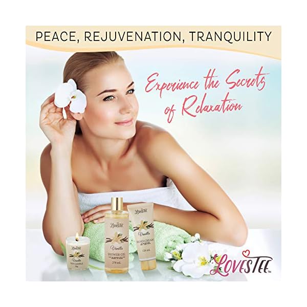 Spa-Gift-Basket-for-Women-Vanilla-Bath-Body-Set-Christmas-Mothers-Day-Birthday-Gift-Includes-Shower-Gel-Body-Lotion-Hand-Cream-Body-Scrub-Message-Oil-Candle-Eye-Mask-Soap-Confetti Christmas Spa Gift Basket for Women, Vanilla Bath & Body Set, Christmas, Mother’s Day & Birthday Gift, Includes Shower Gel, Body Lotion, Hand Cream, Body Scrub, Message Oil, Candle, Eye Mask, Confetti