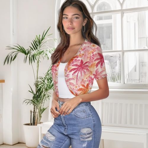 Image of Womens Short Sleeve Bolero Shrug Open Front Knit Cropped Cardigan Shoulder Cover for Dress Cute Casual Knit Cover Up