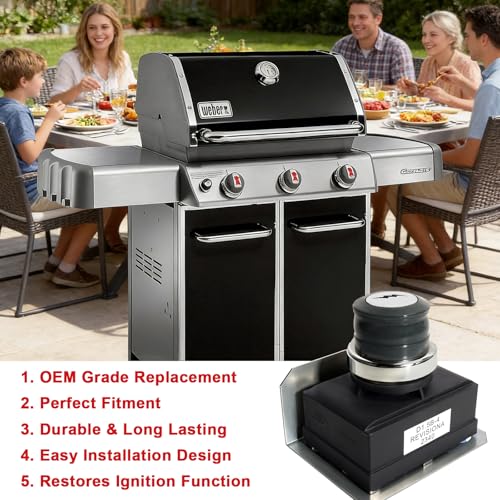 Image of DELSbbq 7629 Genesis Igniter Kit for Weber Genesis 300 Series Front-Control Grills E310 E330 S310 S320 S330, Grill Ignitor Module 4-Outlet Electrodes Replacement for Weber 88826 66836 7628