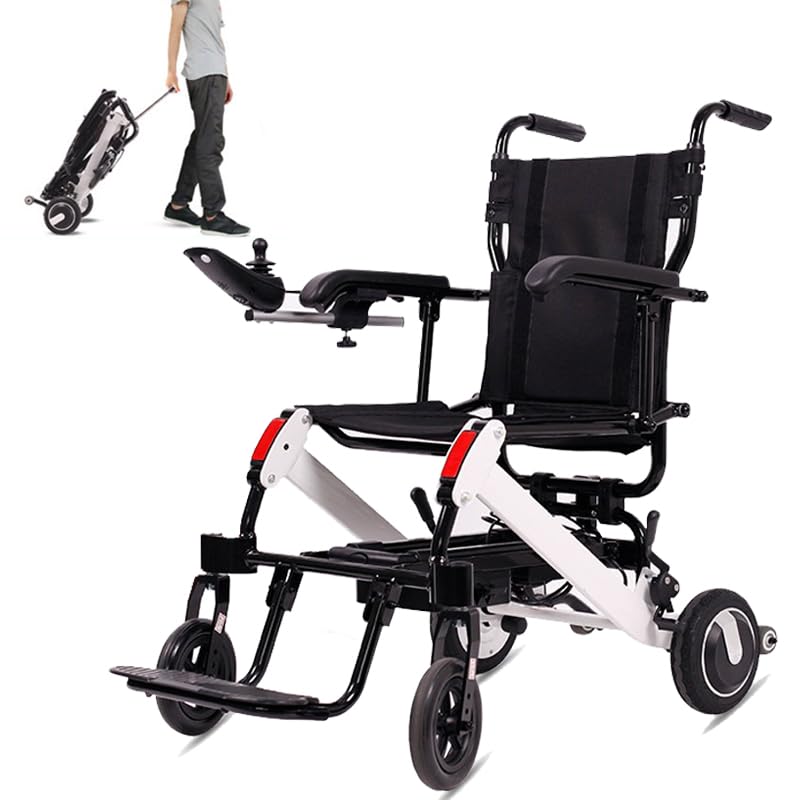 vanenferse Silla De Ruedas Eléctrica Portátil para Adultos, Silla De Ruedas De Movilidad Plegable De Viaje para Ancianos, Sillas Ruedas para Viajar Y Uso Diario, Motor De 500W, Rango De 10/20 Km