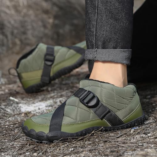 Image of Hike Winter Footwear Barefoot Boots Mens Womens, Waterproof Winter Snow Boots, Warm Ankle Booties, Wide Toe Barefoot Hiking Boots, Non-Slip Zero Drop Sole Hike Shoes for Hiking Walking Outdoor