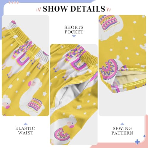 ZZXXB Ethnic Llama Stars Boys Long Pants Soft Trousers Elastic Waist Kids Lounge Bottoms with Pockets S-XL4