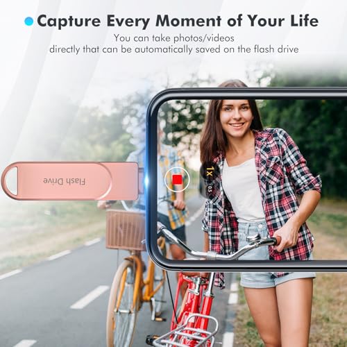 Apple MFi Certified 512GB Photo Stick, Flash Drive for iPhone Memory Stick for Photo/Video Backup Stick, High-Speed USB Stick iPhone Storage Drive Compatible for iPhone/iPad/Android/PC (Pink)