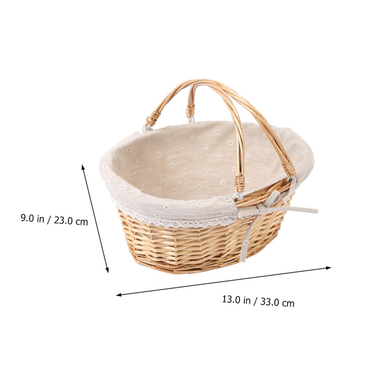 Toddmomy Weidenkorb mit Henkel, Geflochtener Picknickkorb aus Natur-Weide, Handgearbeiteter Einkaufskorb mit Stoffeinlage, Lebensmittelecht Pilzkorb für Ernte & Garten, Osterkorb Präsentkorb