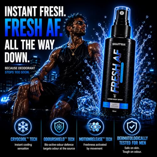 Image of Fresh AF Men's Hygiene Spray for Intimate & Lower Body Odour Control - 750 Sprays | Barely There Anti-Bacterial, pH Balanced with Aloe Vera | Pre Workout & Post Gym Freshness Spray | Sweat Protection (Unholy Water)