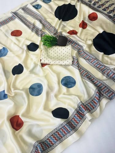 Image of SATIKA VASTRAM Modal Silk Ajrakh Saree Bandhani Design Crepe Printed Designer Pallu Attach Blouse Piece