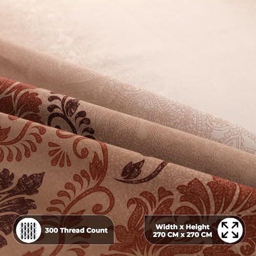 Image of Story@Home Luxe 100% Cotton Sateen Weave Compact Yarn Bedsheet King 108 x 108 Inches Motif 300 TC Soft Flat Sheet with 2 Pillow Covers 18 x 27 Inch -Cocoa Dusk Ombre-Gift Packaging