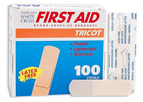 Dukal Case of 100 Adhesive Bandages 3/4 x 3. Tricot Adhesive Strips for Wound Protection. Sterile Bandages with Non-Adherent pad. Single use. Long Lasting Adhesive. Pre-Folded Wrapper. Easy to Apply.