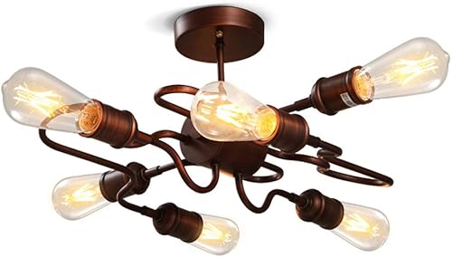Miniatura 5 de NIUYAO Industrial Vintage Bare Edison Bulbos Tubos de Agua Colgante Lámpara Lámpara Rústica Colgante Luminaria con 4 Enchufes de Bombilla 160W 4