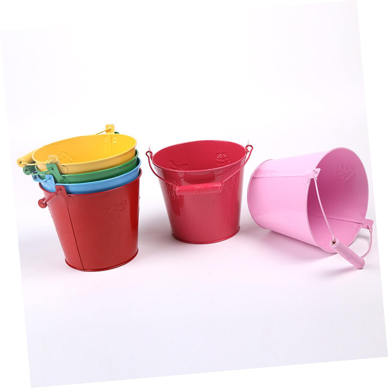 Seau de Plage pour Garçon et Filles 6pcs en Tinplate, Jouet de Plage Léger | Vacances, Jouet Exterieur à Sable Extérieur, Jouets de Sable et Eau Tout-petits Couleur Aléatoire