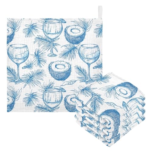 Image of vvfelixl Wine Beach Party Baby Burp Cloths Baby Muslin Washcloths for Boys Girls Cotton Babys Face Towel for Newborn Infants Soft and Absorbent 11.8 X 11.8 in, 5 Pack